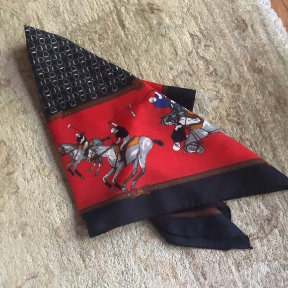 VTG Classy Horse Polo Theme Design Square Scarf. Made in Italy - Picture 8 of 14